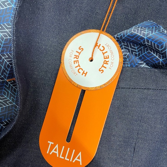 Tallia Medium Men's Modern Fit Navy Metallic Blue Suit Jacket Brand New - Picture 7 of 8